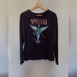 Nirvana In Utero Black Long Sleeve Shirt 90s Grunge Rock Alternative Size Medium